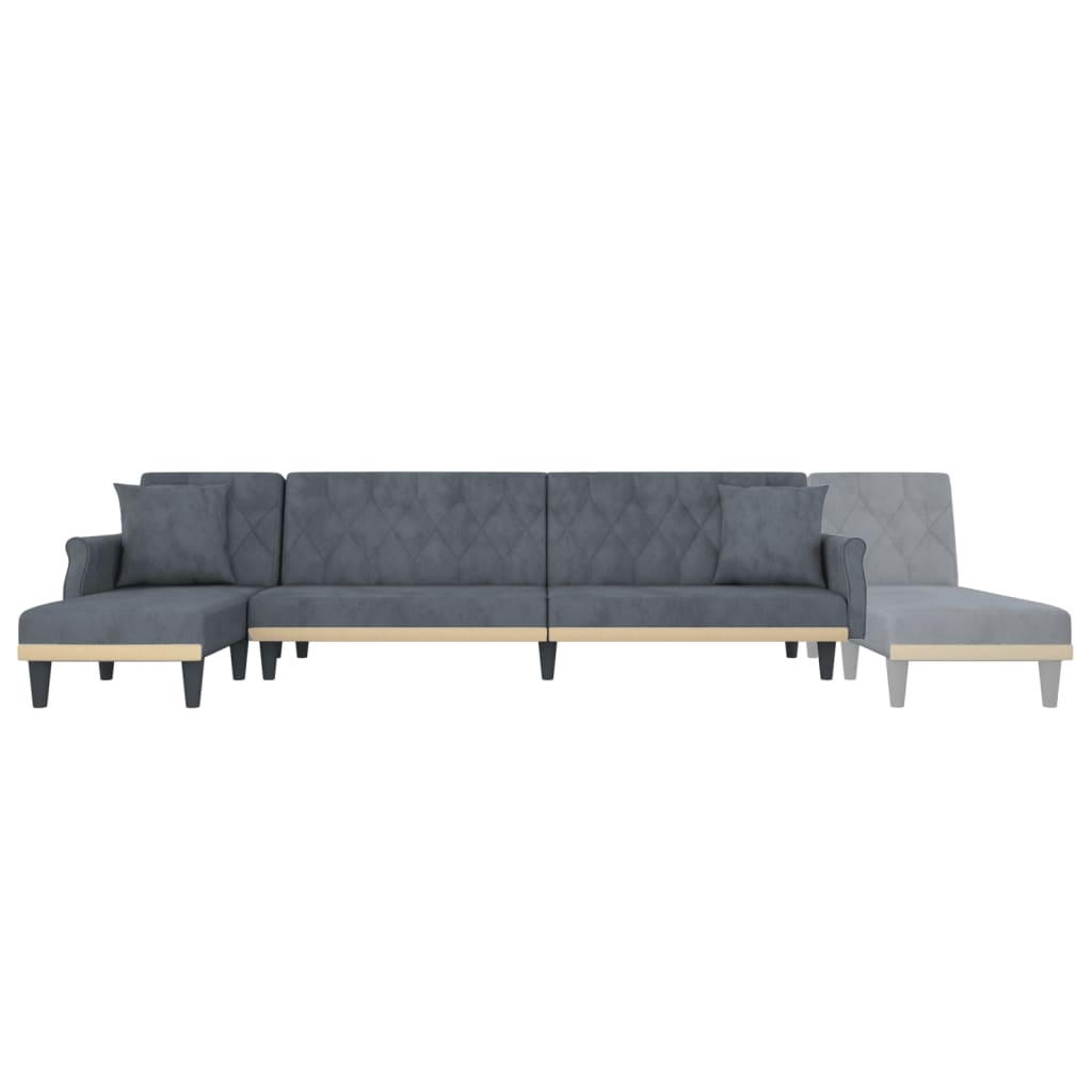 Divano Letto a L Grigio Scuro 271x140x70 cm in Velluto 3157277