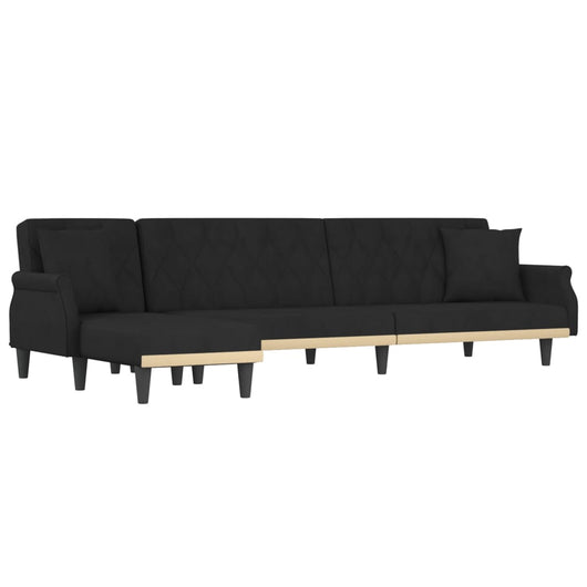 Divano Letto a L Nero 271x140x70 cm in Velluto 3157279