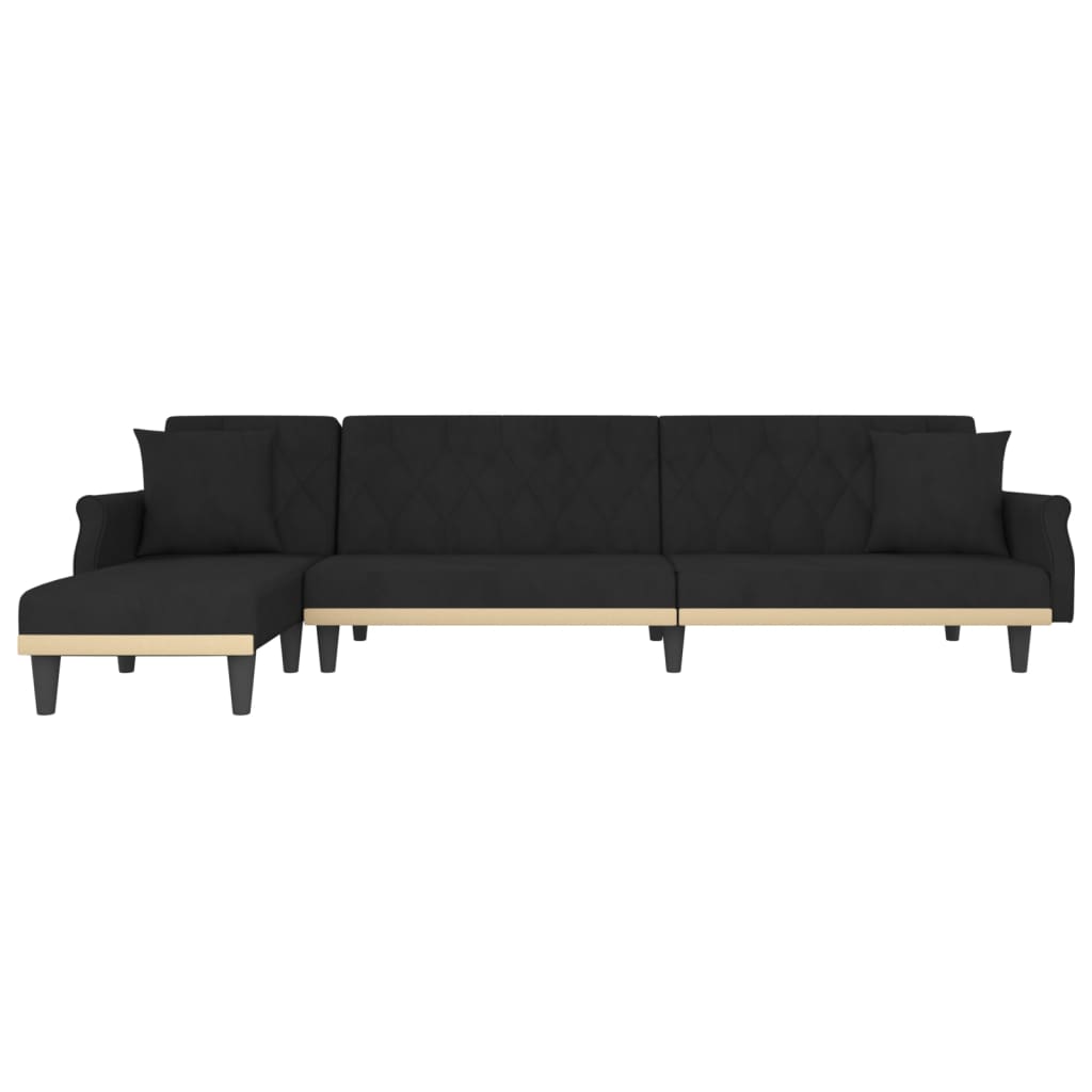 Divano Letto a L Nero 271x140x70 cm in Velluto 3157279