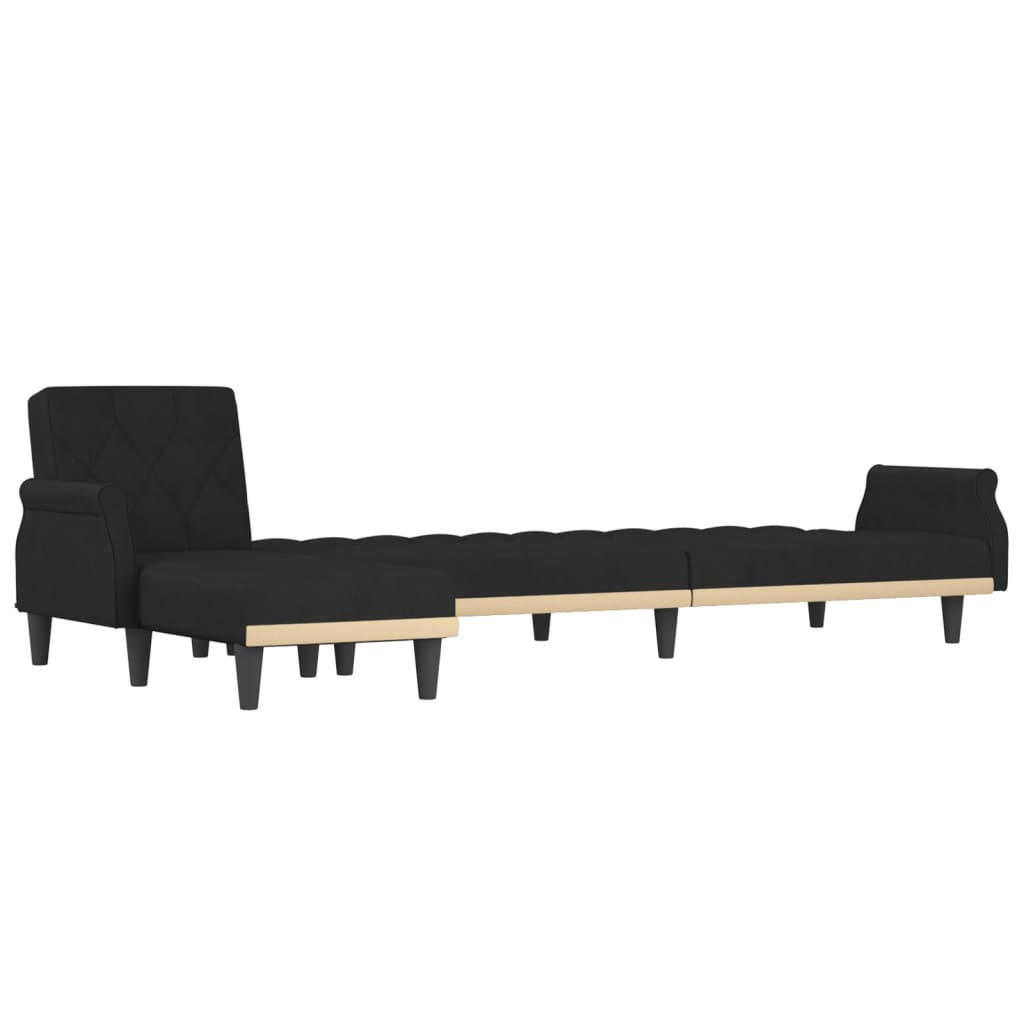 Divano Letto a L Nero 271x140x70 cm in Velluto 3157279
