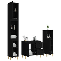 Set di Mobili da Bagno 3 pz Nero in Legno Multistrato 3185536