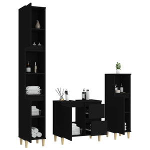 Set di Mobili da Bagno 3 pz Nero in Legno Multistrato 3185536