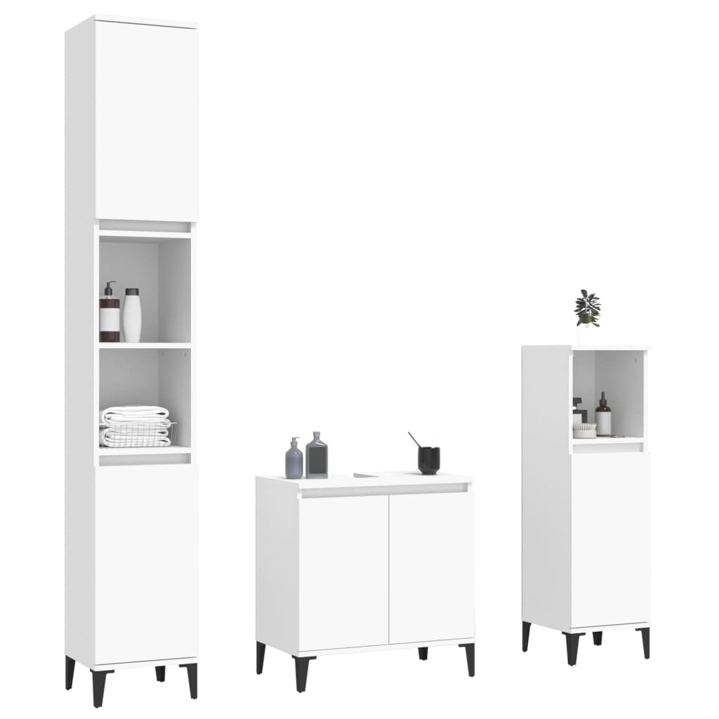Set Mobili da Bagno 3 pz Bianco in Legno Multistratocod mxl 125312