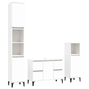 Set Mobili da Bagno 3 pz Bianco in Legno Multistrato