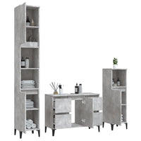 Set Mobili da Bagno 3 pz Grigio Cemento in Legno Multistrato 3185609