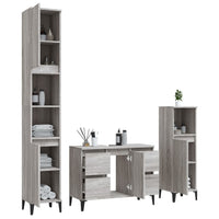 Set Mobili da Bagno 3 pz Grigio Sonoma in Legno Multistrato 3185611
