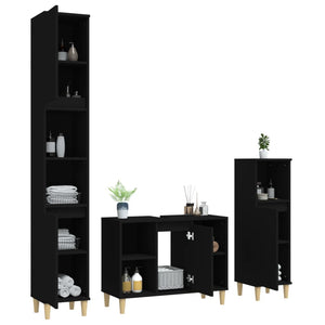 Set Mobili da Bagno 3 pz Nero in Legno Multistrato 3185614