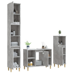 Set Mobili da Bagno 3 pz Grigio Cemento in Legno Multistrato 3185617
