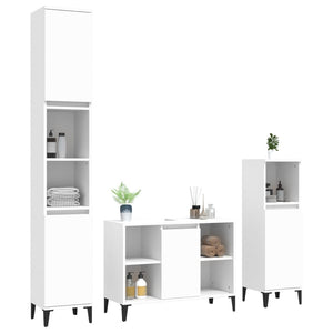 Set Mobili da Bagno 3 pz Bianco in Legno Multistrato 3185621