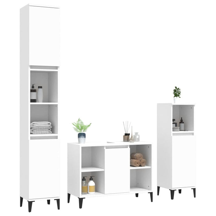 Set Mobili da Bagno 3 pz Bianco in Legno Multistrato 3185621