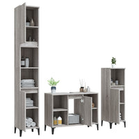 Set Mobili da Bagno 3 pz Grigio Sonoma in Legno Multistrato 3185627