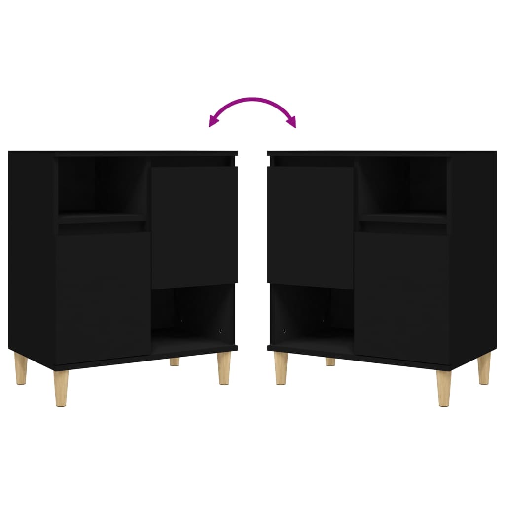 Credenze 3pz Nere 60x35x70 cm in Legno Multistrato 3185736