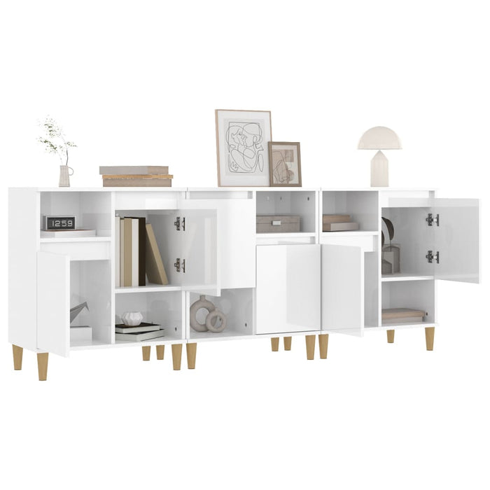 Credenze 3pz Bianco Lucido 60x35x70 cm in Legno Multistrato 3185737