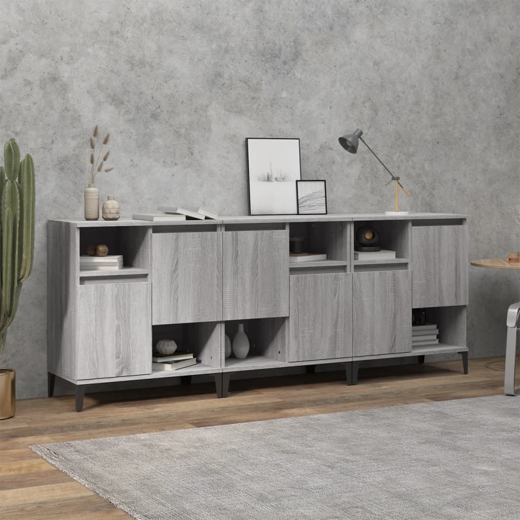 Credenze 3pz Grigio Sonoma 60x35x70 cm in Legno Multistrato 3185749