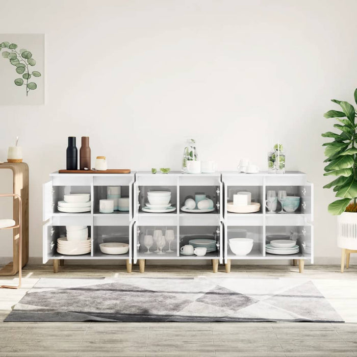 Credenze 3pz Bianco Lucido 60x35x70 cm in Legno Multistrato 3185769