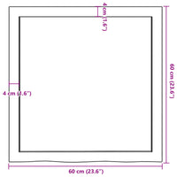 Piano Bagno 60x60x(2-6) cm in Legno Massello Non Trattato 3156016
