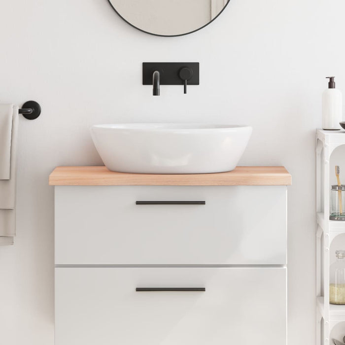 Piano Bagno 80x40x(2-4) cm in Legno Massello Non Trattato 3156021