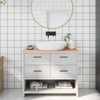 Piano Bagno 100x30x2 cm in Legno Massello Non Trattato 3156029