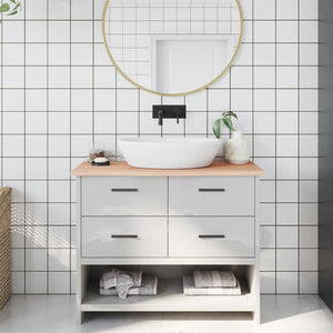 Piano Bagno 100x30x2 cm in Legno Massello Non Trattato 3156029