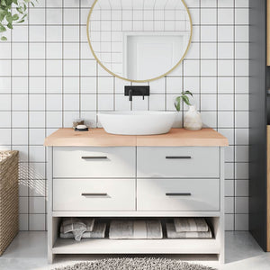 Piano Bagno 120x60x(2-6) cm in Legno Massello Non Trattato 3156048