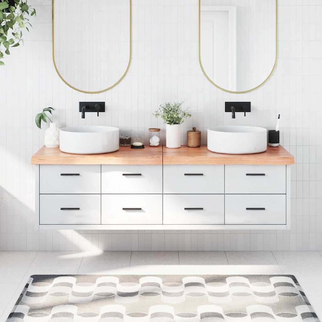 Piano Bagno Marrone 180x60x(2-6) cm Legno Massello Trattato 3156168