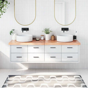 Piano Bagno Marrone 180x60x(2-6) cm Legno Massello Trattato 3156168