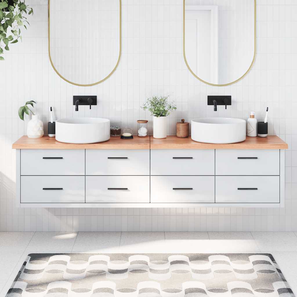 Piano Bagno Marrone 200x30x(2-4) cm Legno Massello Trattato 3156169