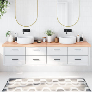 Piano Bagno Marrone 220x50x(2-6) cm Legno Massello Trattatocod mxl 102814