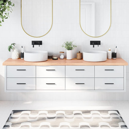 Piano Bagno Marrone 220x50x(2-6) cm Legno Massello Trattatocod mxl 102814