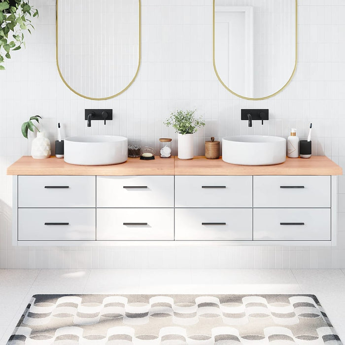 Piano Bagno Marrone 220x50x(2-6) cm Legno Massello Trattatocod mxl 102814