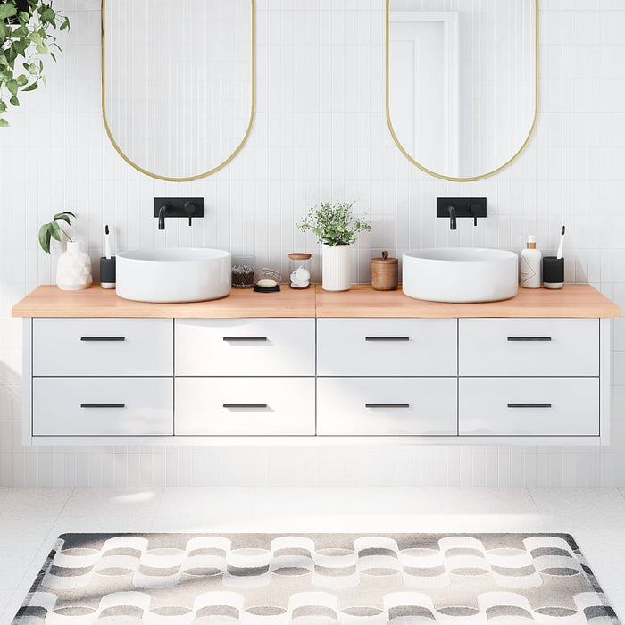 Piano Bagno Marrone 220x60x(2-4) cm Legno Massello Trattatocod mxl 78872