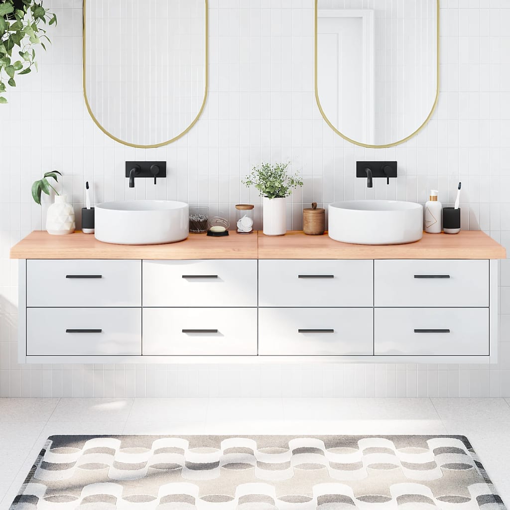 Piano Bagno Marrone 220x60x(2-6) cm Legno Massello Trattato 3156184