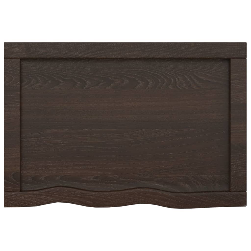 Piano Bagno Marrone Scuro 60x40x(2-4)cm Legno Massello Trattato 3156201