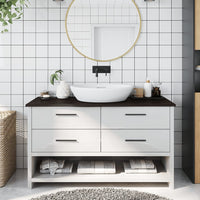 Piano Bagno Marrone Scuro 100x30x2 cm Legno Massello Trattato