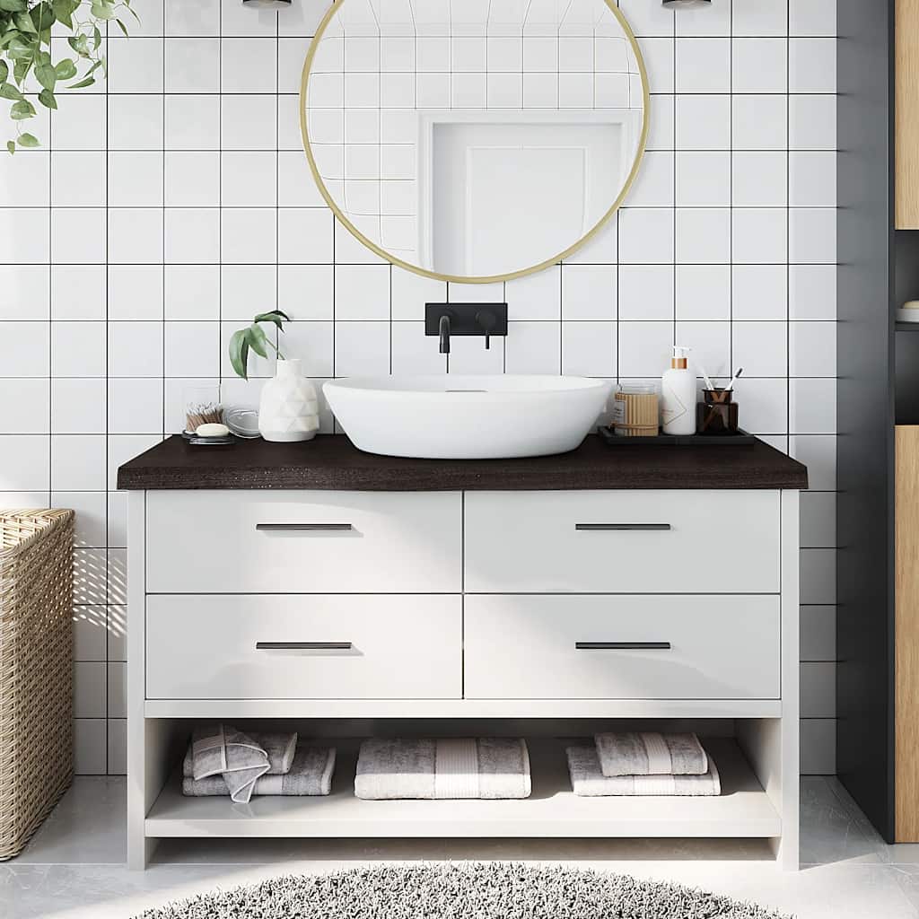 Piano Bagno Marrone Scuro 100x40x(2-6)cm Legno Trattatocod mxl 78906