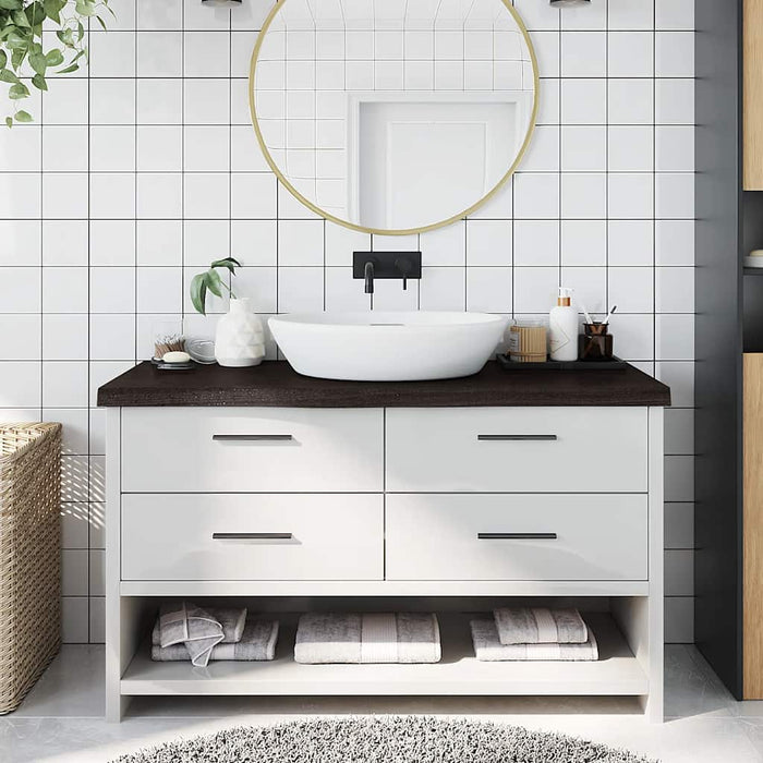 Piano Bagno Marrone Scuro 100x40x(2-6)cm Legno Trattatocod mxl 78906