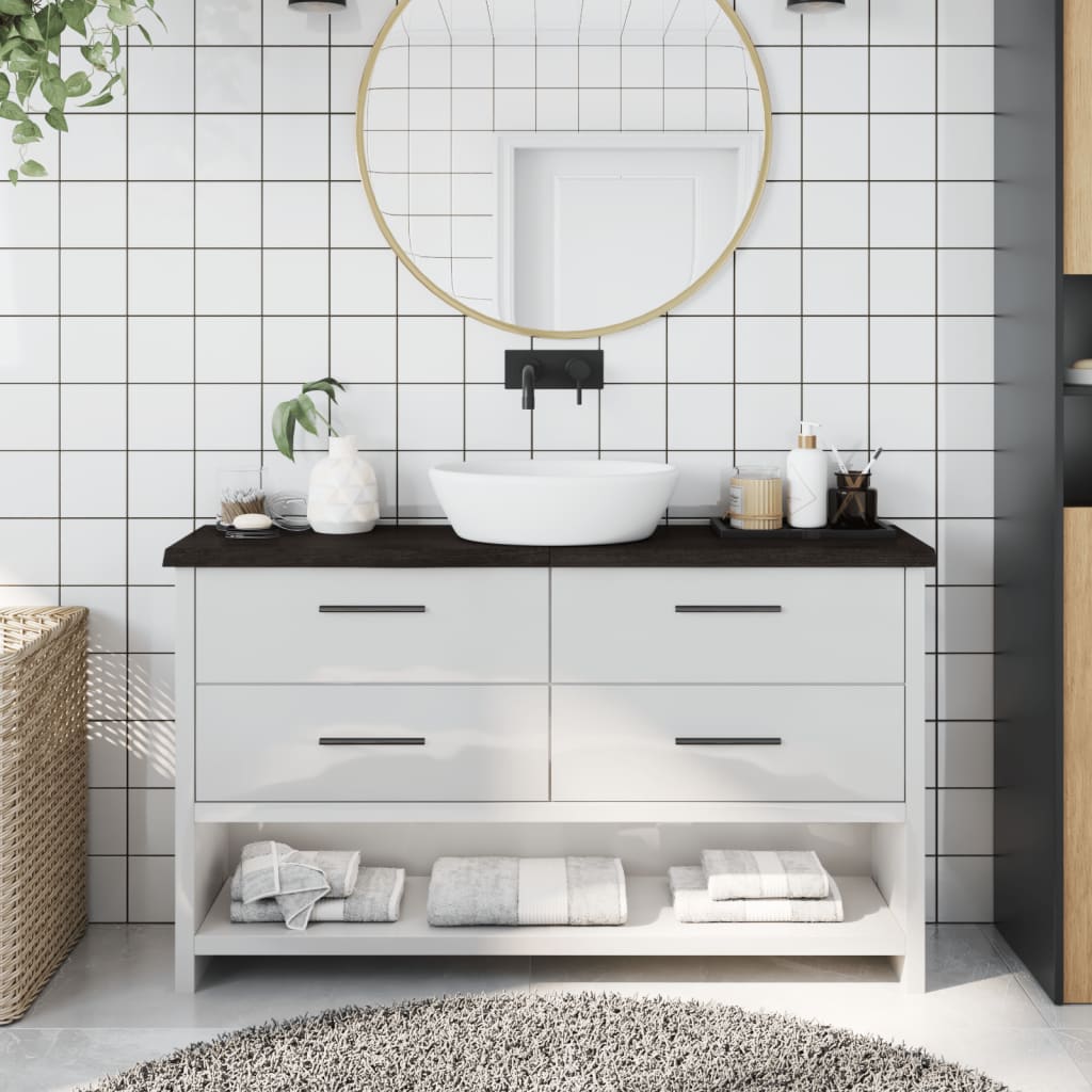 Piano Bagno Marrone Scuro 120x30x(2-4)cm Legno Trattatocod mxl 102854