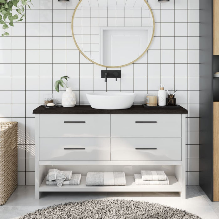 Piano Bagno Marrone Scuro 120x30x(2-4)cm Legno Trattatocod mxl 102854