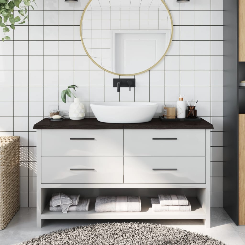 Piano Bagno Marrone Scuro 120x40x(2-4)cm Legno Trattato 3156235