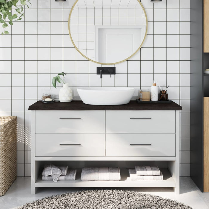 Piano Bagno Marrone Scuro 120x40x(2-4)cm Legno Trattato 3156235