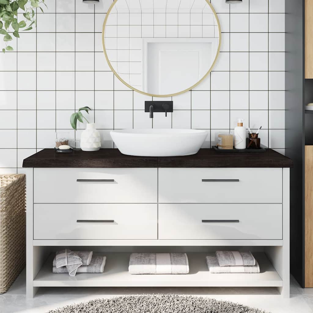 Piano Bagno Marrone Scuro 160x50x(2-6)cm Legno Trattato 3156254