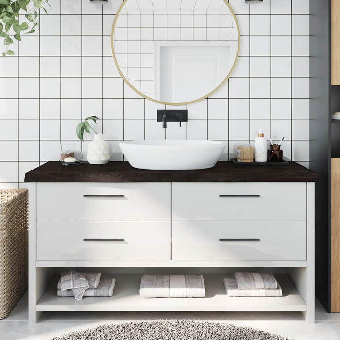 vidaXL Piano Bagno Marrone Scuro 160x60x(2-6)cm Legno Trattato