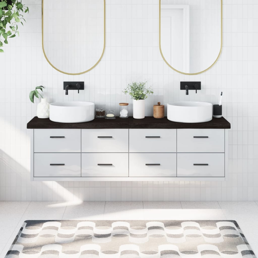 Piano Bagno Marrone Scuro 180x40x(2-6)cm Legno Trattatocod mxl 119844