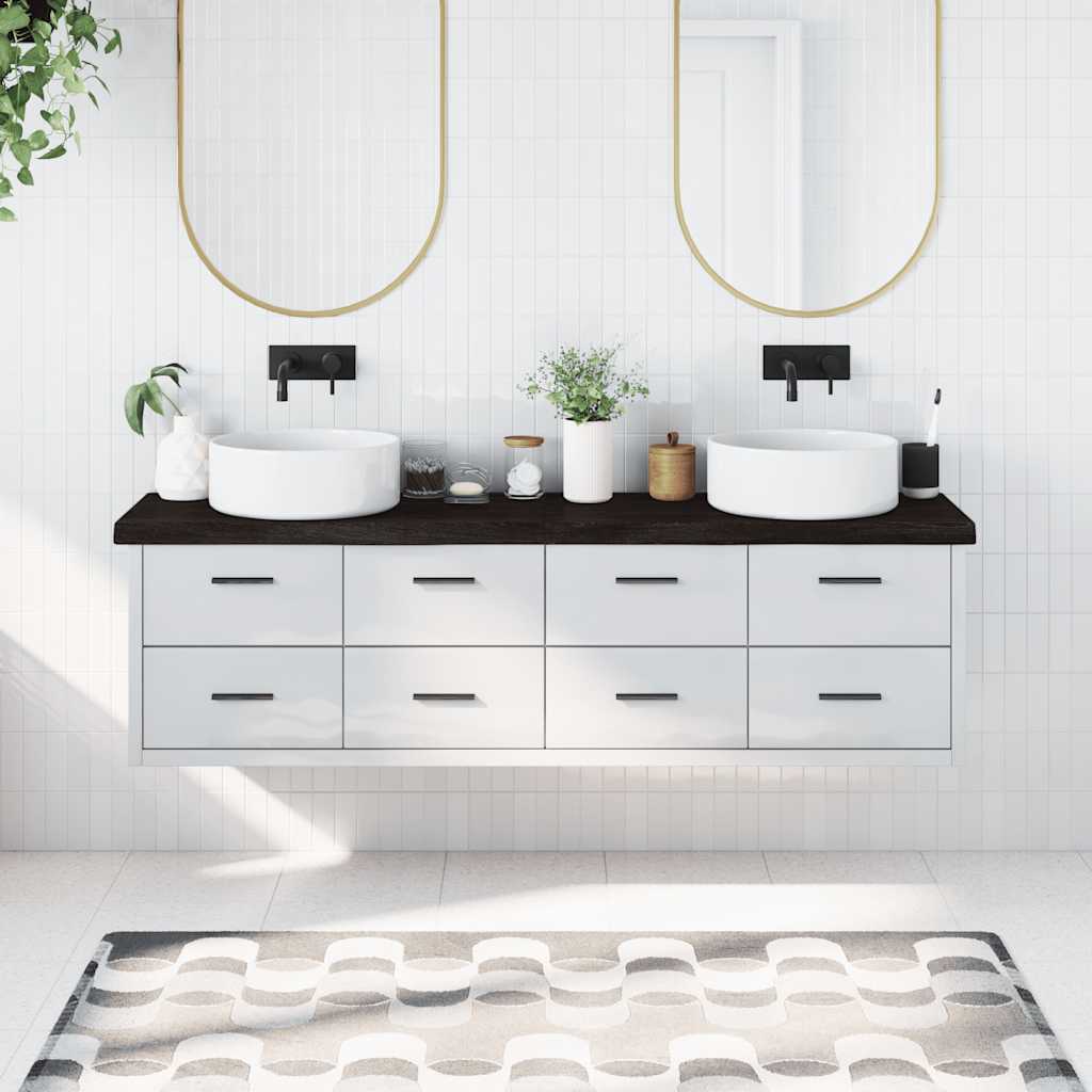 Piano Bagno Marrone Scuro 180x40x(2-6)cm Legno Trattato 3156260