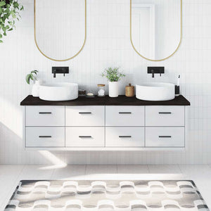 vidaXL Piano Bagno Marrone Scuro 180x50x(2-4)cm Legno Trattato