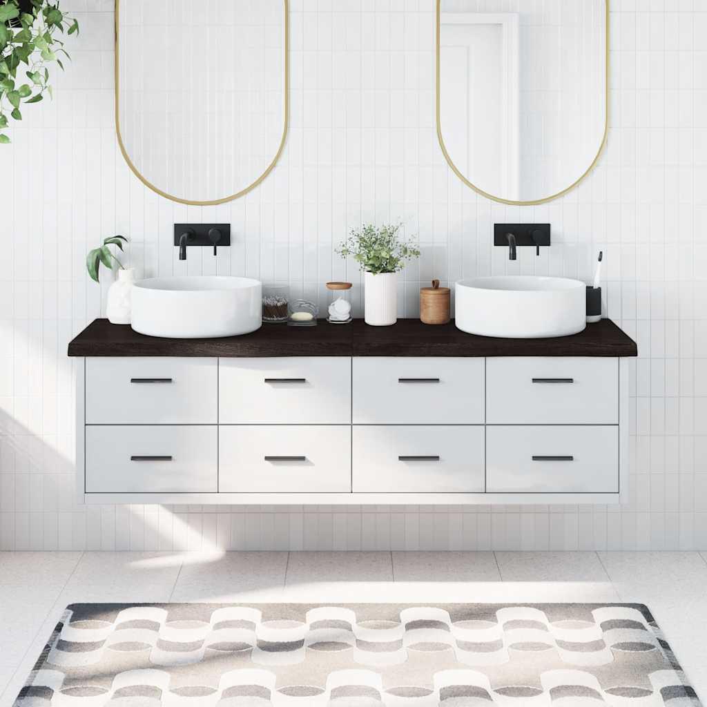 Piano Bagno Marrone Scuro 180x50x(2-6)cm Legno Trattato 3156262