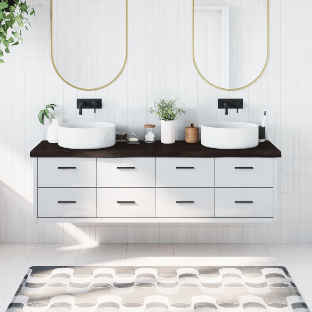 Piano Bagno Marrone Scuro 180x50x(2-6)cm Legno Trattatocod mxl 119849