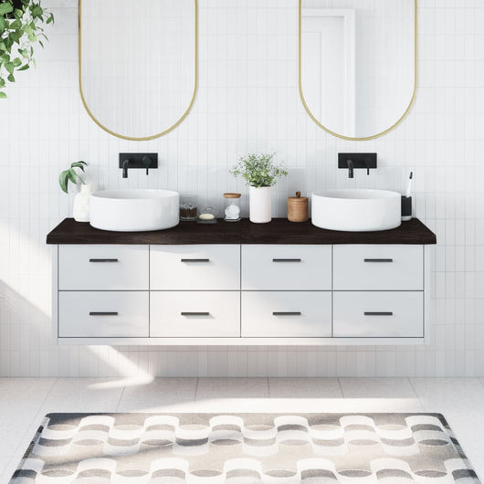 Piano Bagno Marrone Scuro 180x50x(2-6)cm Legno Trattatocod mxl 119849