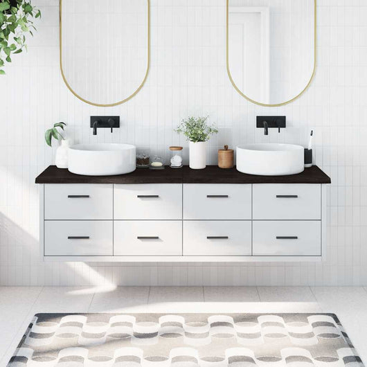 vidaXL Piano Bagno Marrone Scuro 180x60x(2-4))cm Legno Trattato