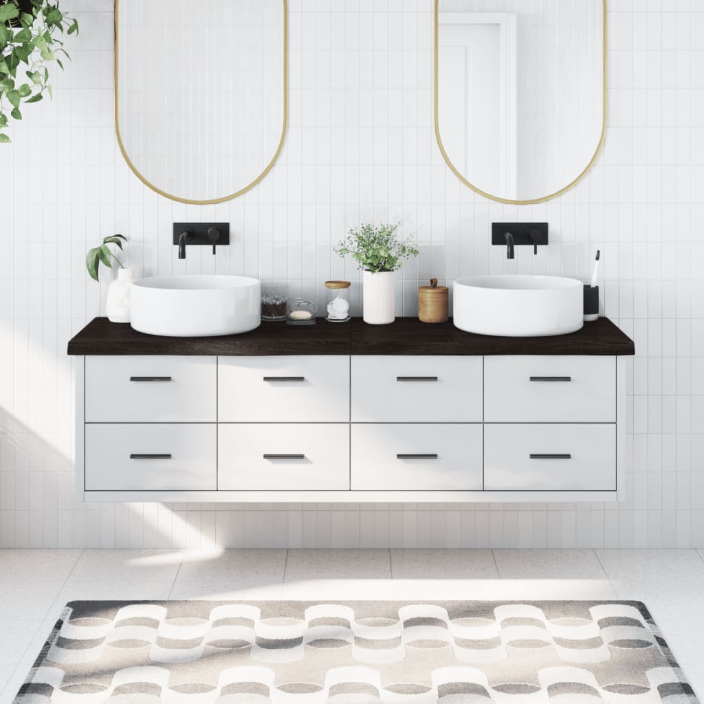 Piano Bagno Marrone Scuro 180x60x(2-6)cm Legno Trattatocod mxl 71884